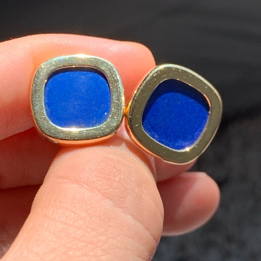14k Gold and Blue Lapis Cufflinks-Heavy!
